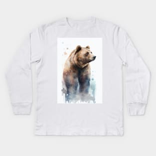 Ornamental Watercolor Grizzly Kids Long Sleeve T-Shirt